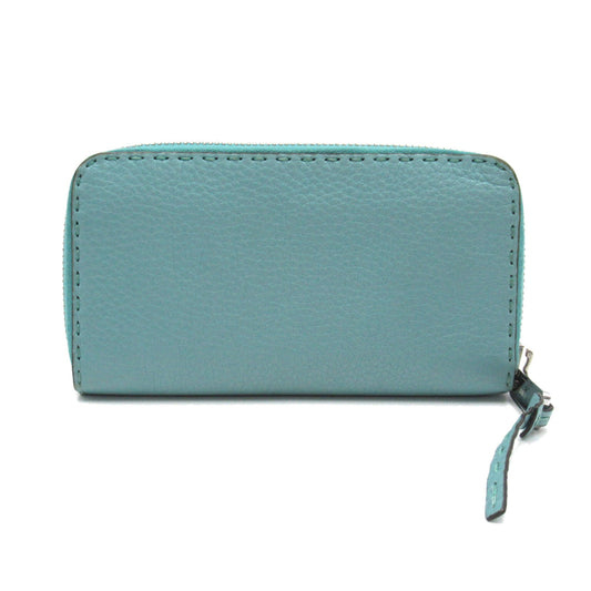 FENDI Selleria round long wallet Blue leather 8M0374