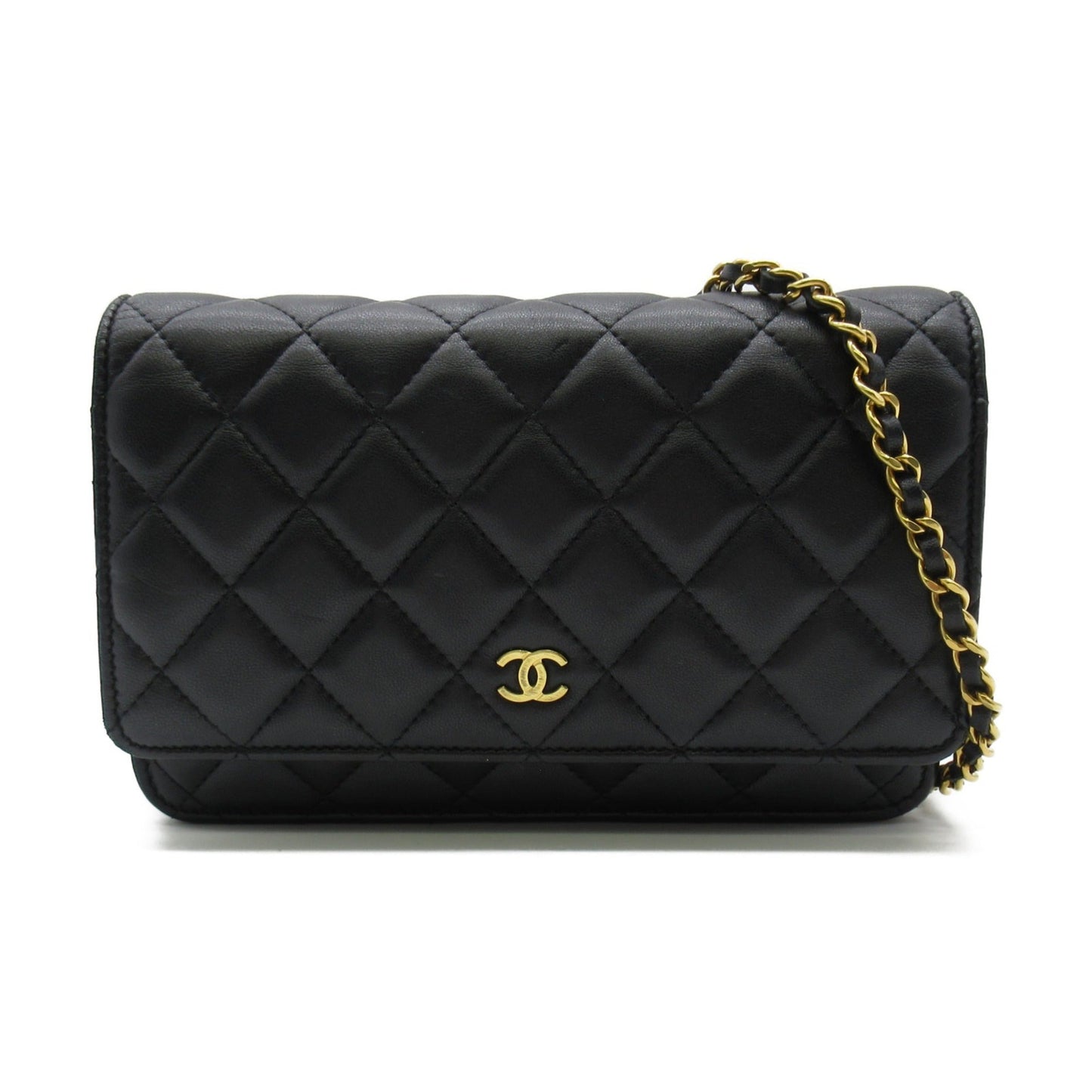 CHANEL Chain wallet Black Lambskin [sheep leather]