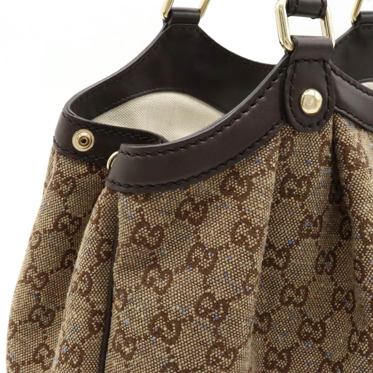 GUCCI Sookie GG pattern handbag tote bag jacquard nep leather beige dark brown blue dot 211944