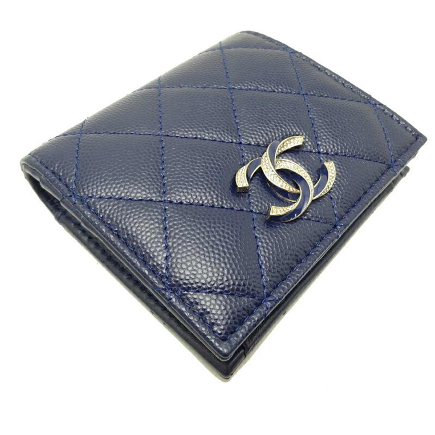 CHANEL Matelasse Small Ladies' Men's Long Wallet AP3341 Caviar Skin Navy