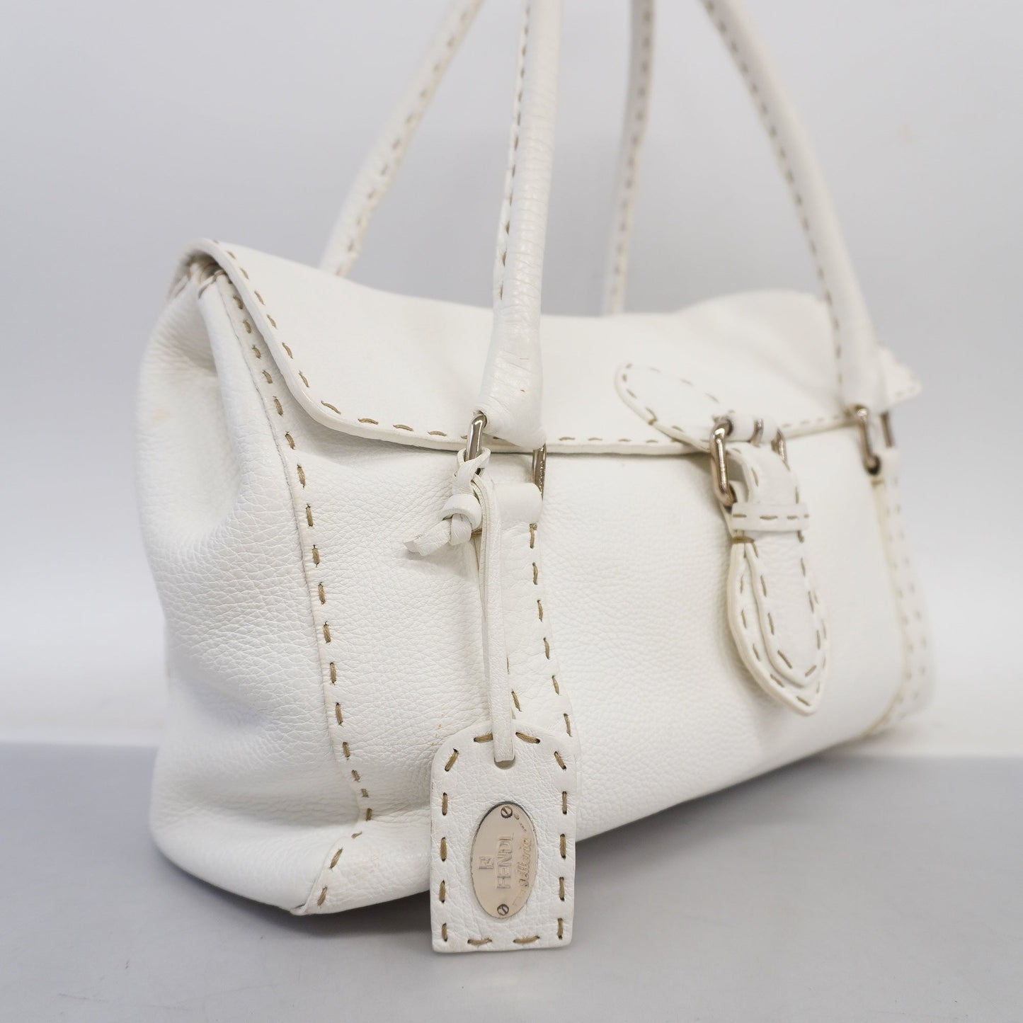 FENDI   Selleria Handbag Women's Leather Handbag White