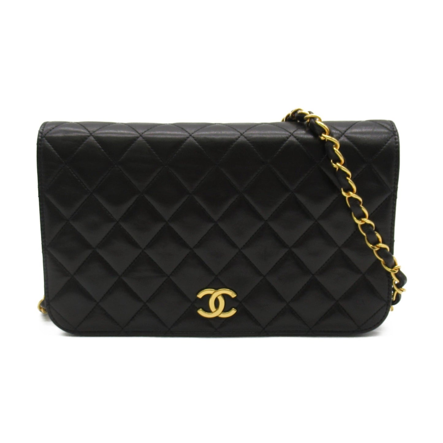 CHANEL Pushlock Matelasse ChainShoulder Bag Black Lambskin [sheep leather]