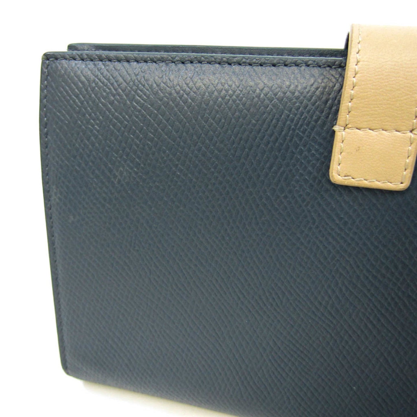 Celine Large Strap 10B633 Men,Women Leather Long Wallet [bi-fold] Beige,Navy