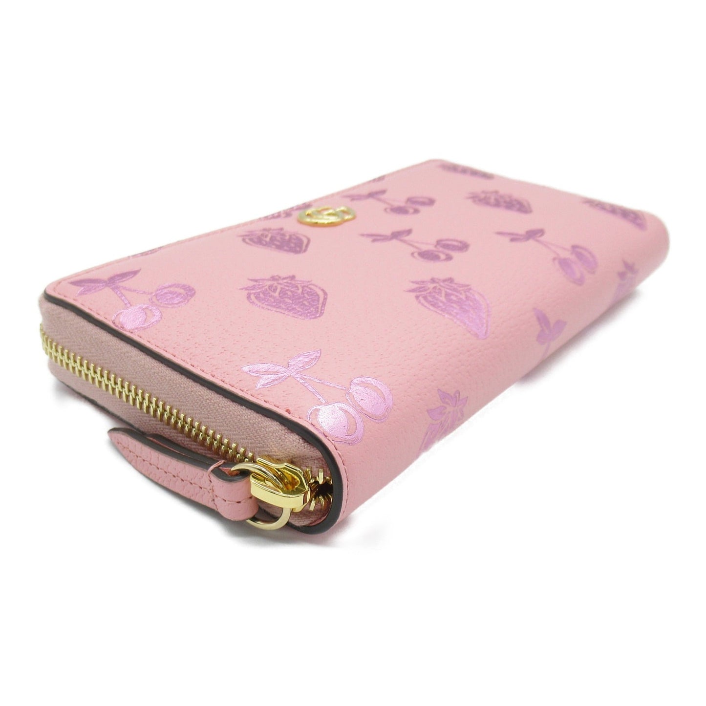 GUCCI Round long wallet Pink leather 456117