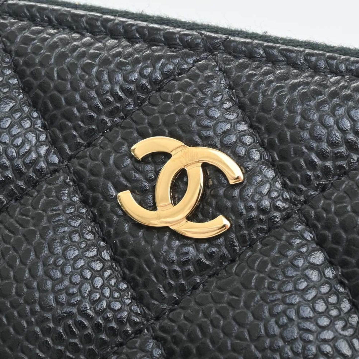 CHANEL Caviar Skin Matelasse Coco Mark Round Long Wallet Black Ladies