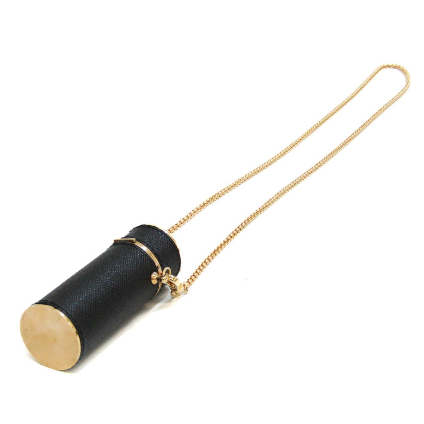 PRADA Leather Metal Lipstick Case Black,Gold