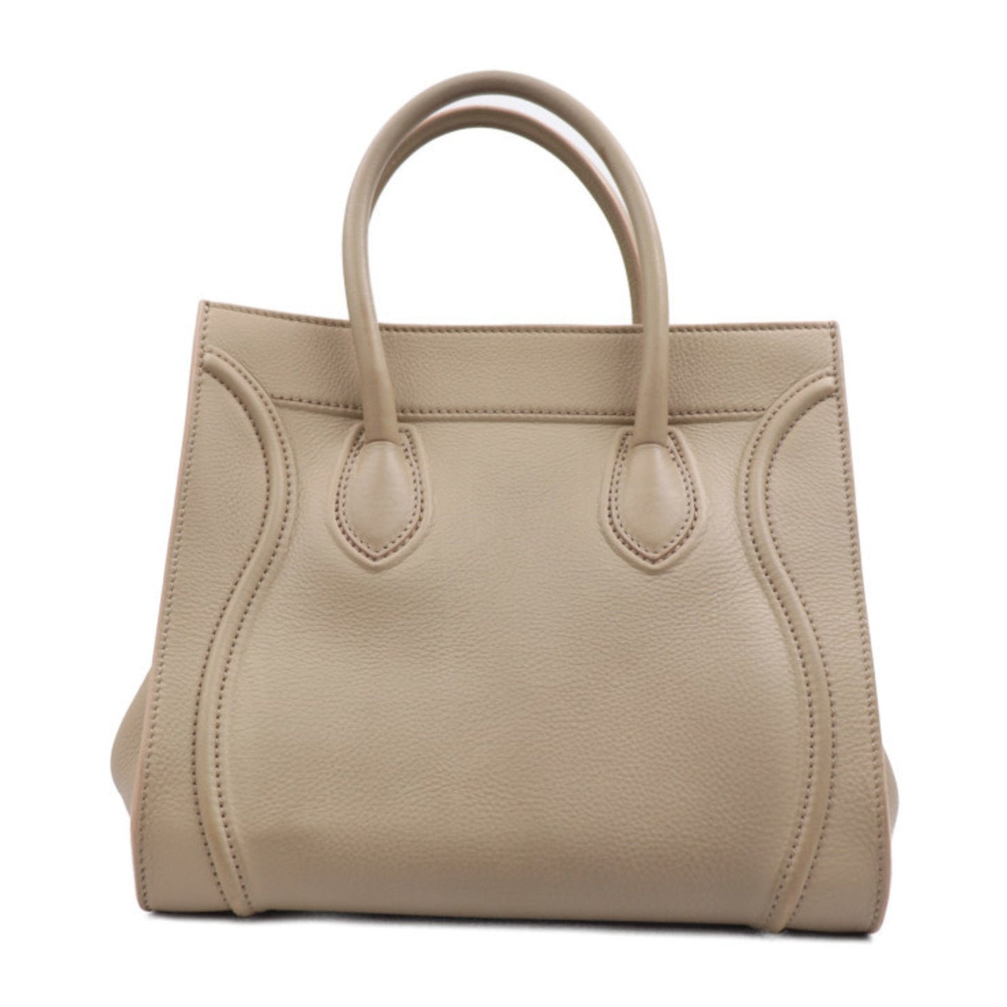 Celine Small Square Luggage Phantom Handbag Leather Beige Etoupe Tote Bag