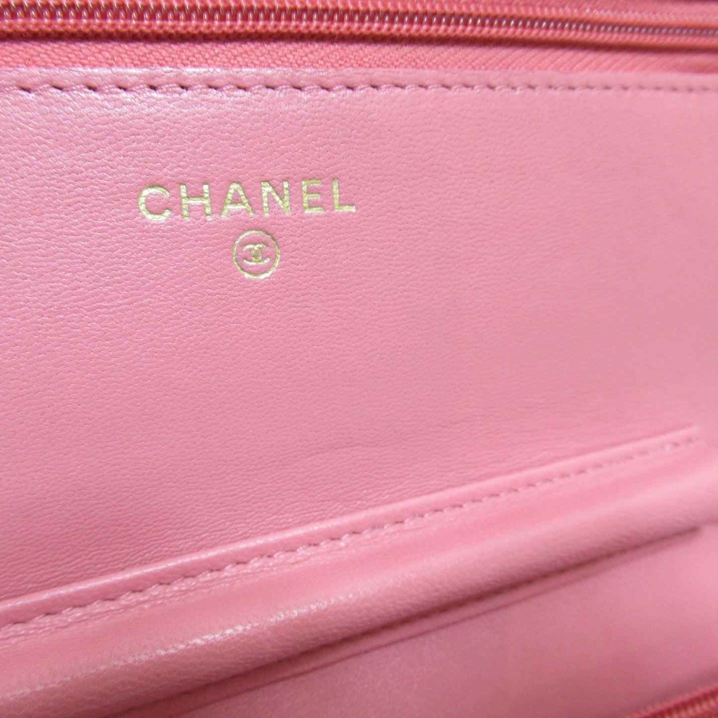 CHANEL Chain wallet Pink Lambskin [sheep leather]