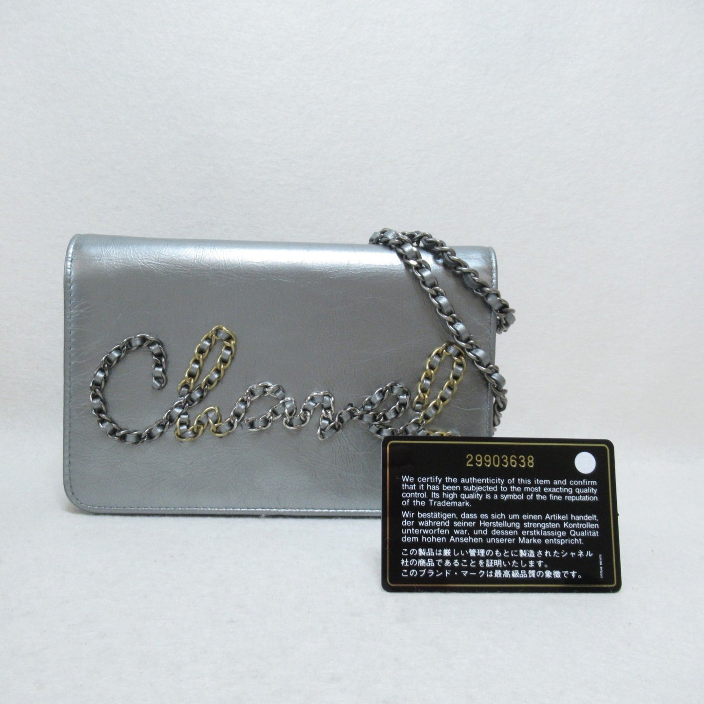 CHANEL Chain wallet Silver Calfskin [cowhide]