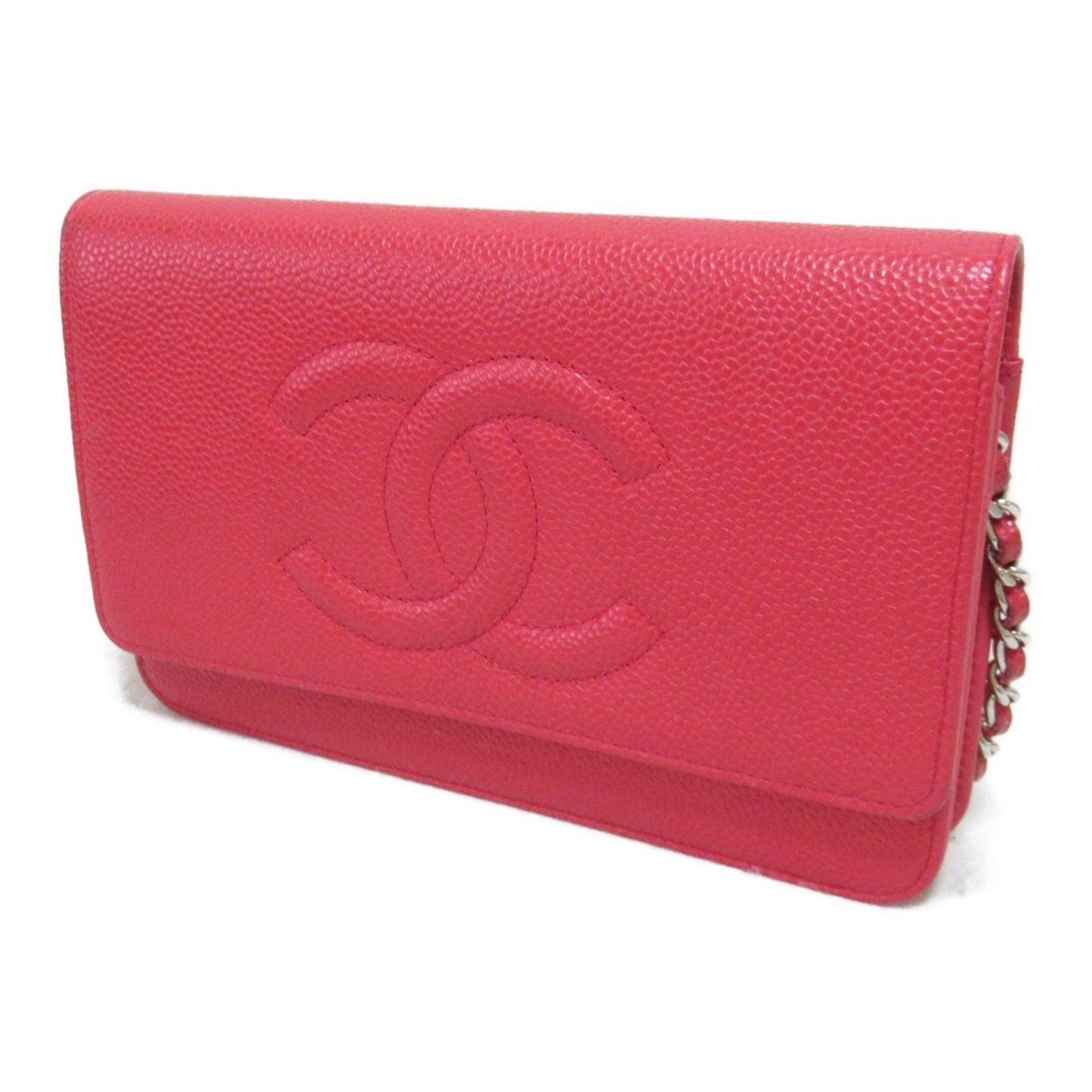 CHANEL Chain wallet Red Caviar Skin [Grained Calf]