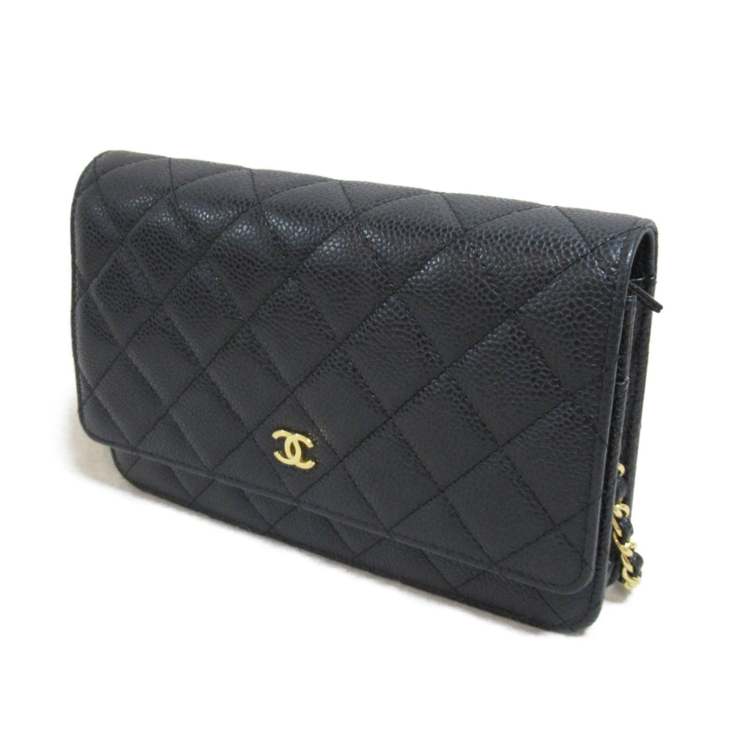 CHANEL Chain wallet Black Caviar Skin [Grained Calf]