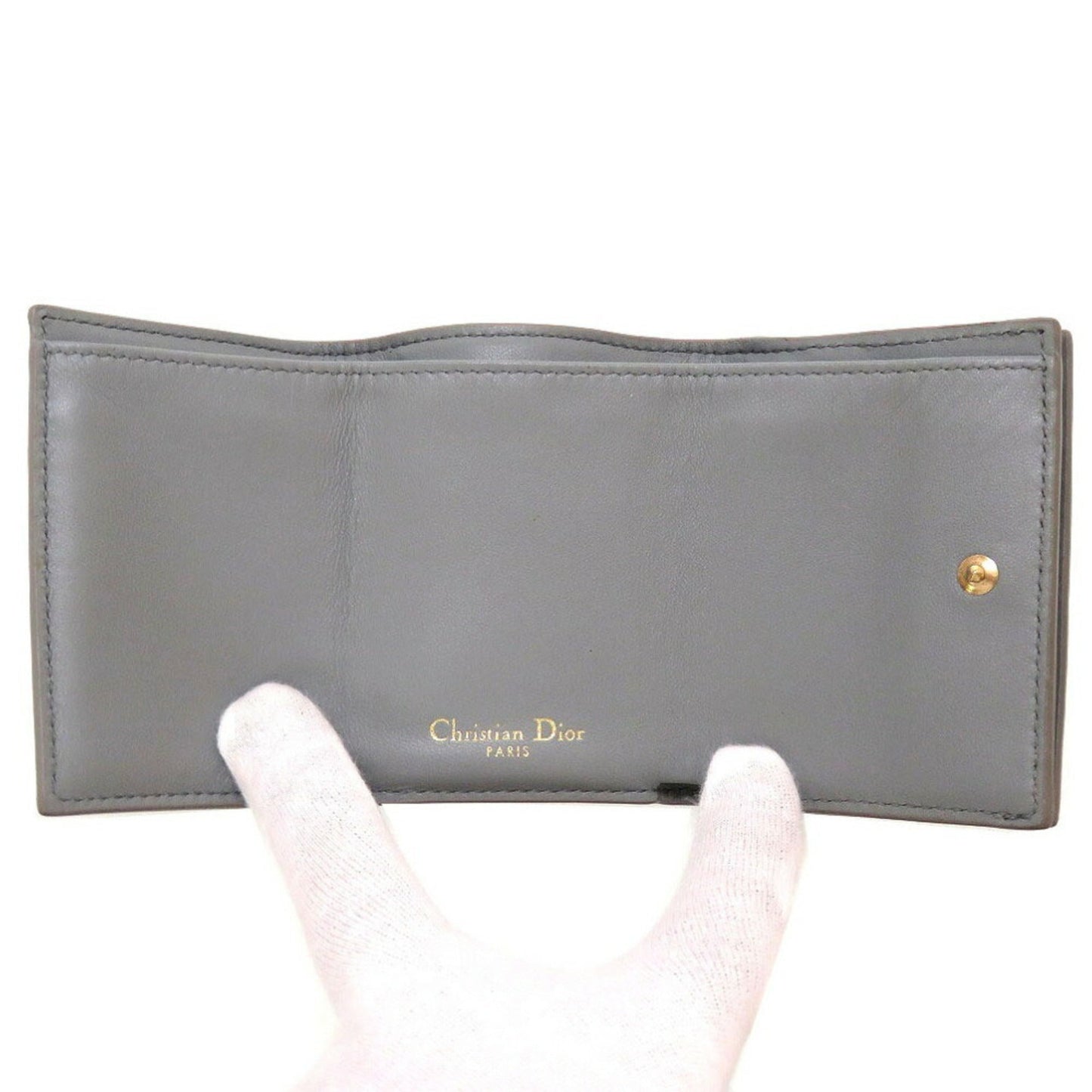 CHRISTIAN DIOR Leather Gray Trifold Wallet