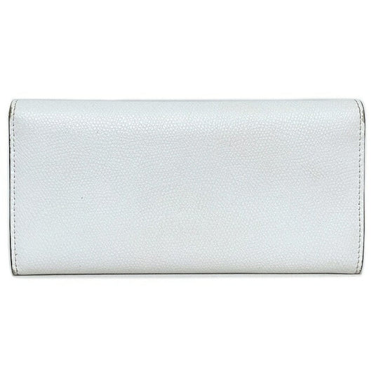 Fendi Bifold Long Wallet White Gold Fizu 8M0251 A18B Leather GP FENDI Women's