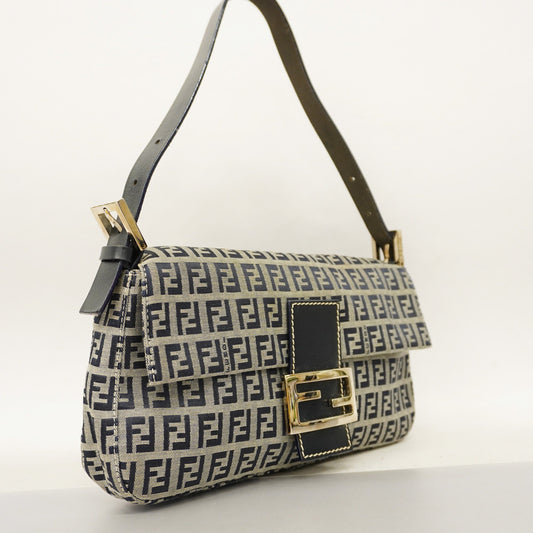 FENDI   Zucchino Handbag Women's Nylon Canvas Handbag Navy