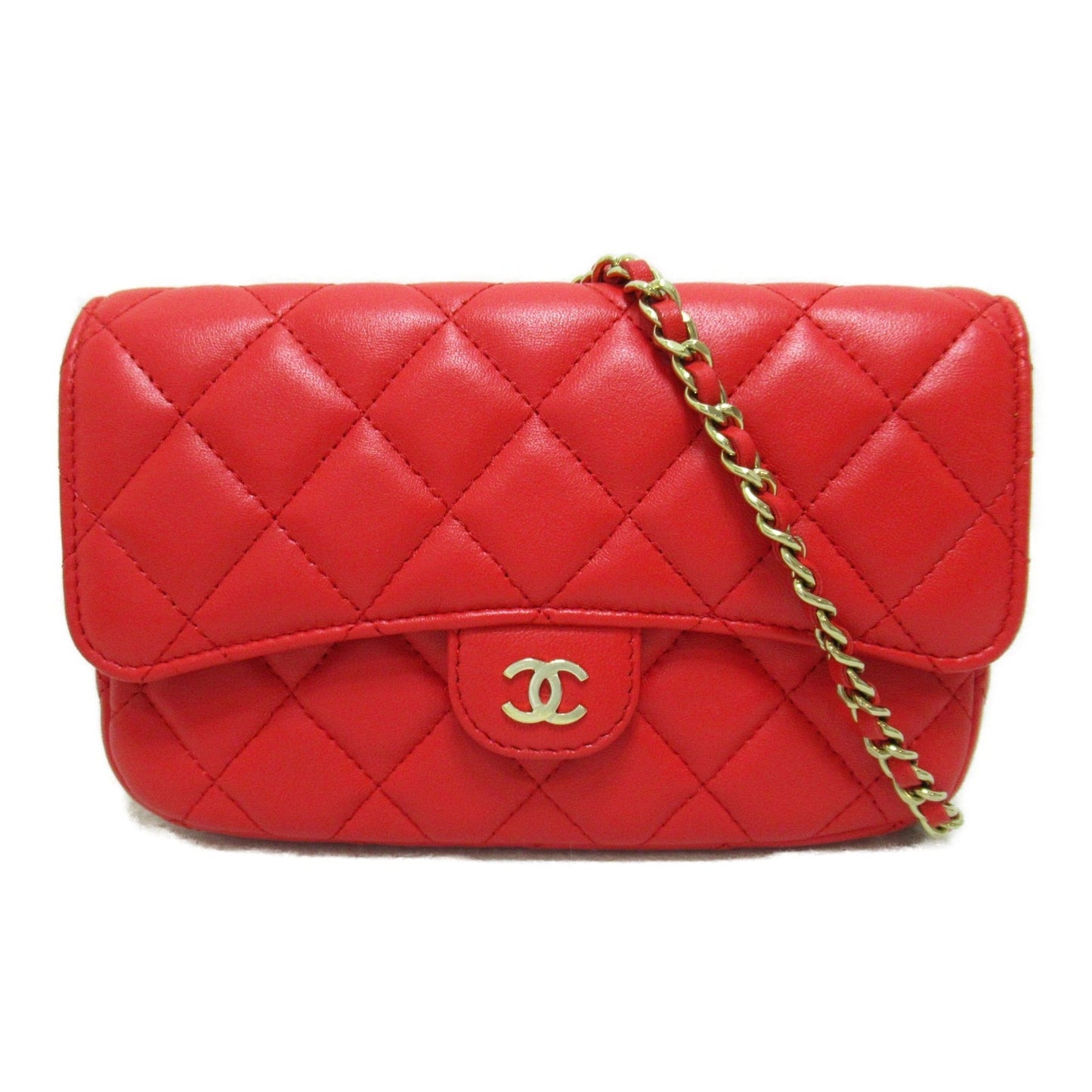 CHANEL Chain wallet bag Red Lambskin [sheep leather] AP2096