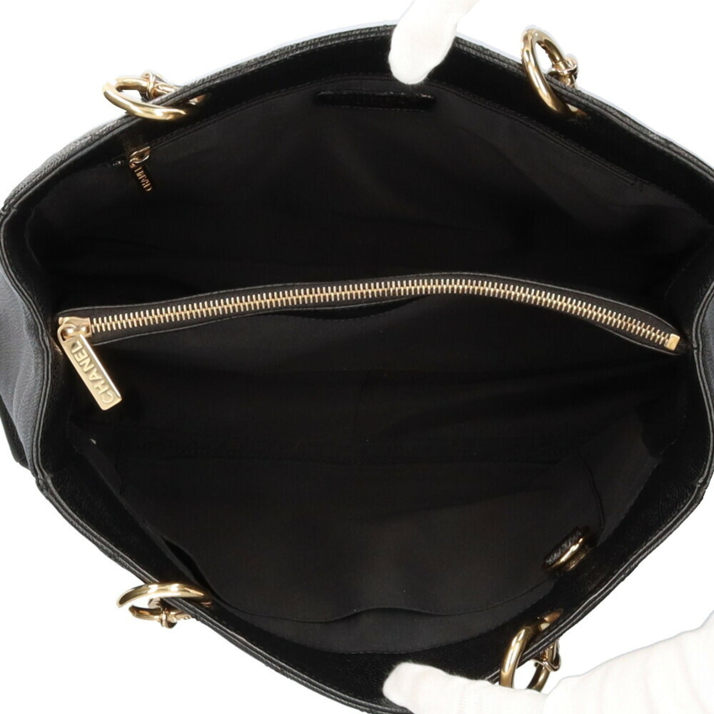 CHANEL chain matelasse shoulder bag caviar skin black ladies