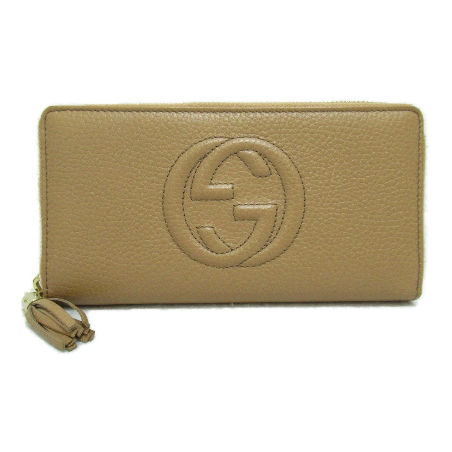 GUCCI Round long wallet Beige Calfskin [cowhide] 598187