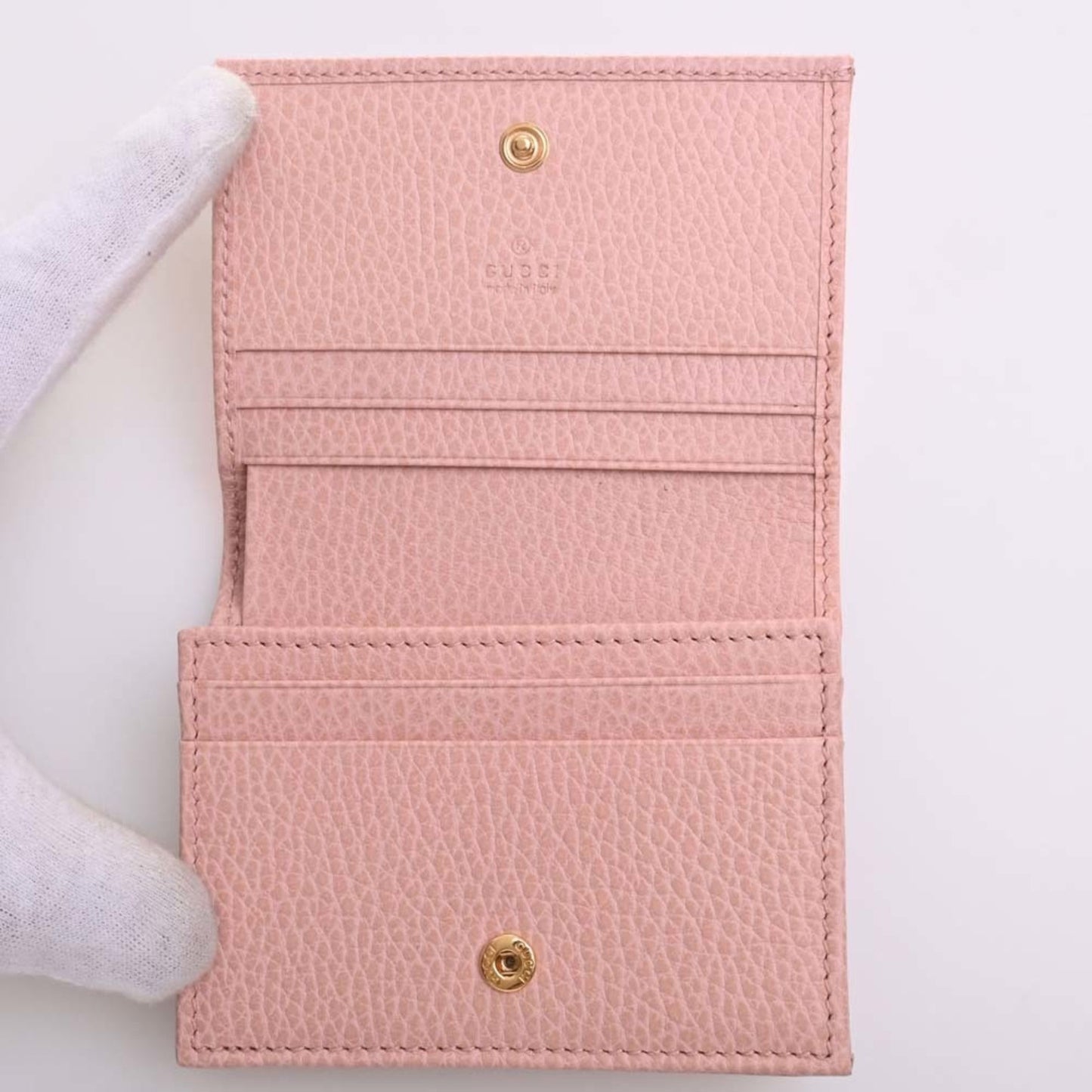 GUCCI GG Marmont Leather Bifold Wallet 456126 Pink Women's