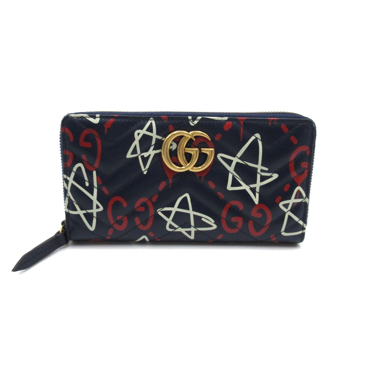 GUCCI Round long wallet Navy Calfskin [cowhide] 448087