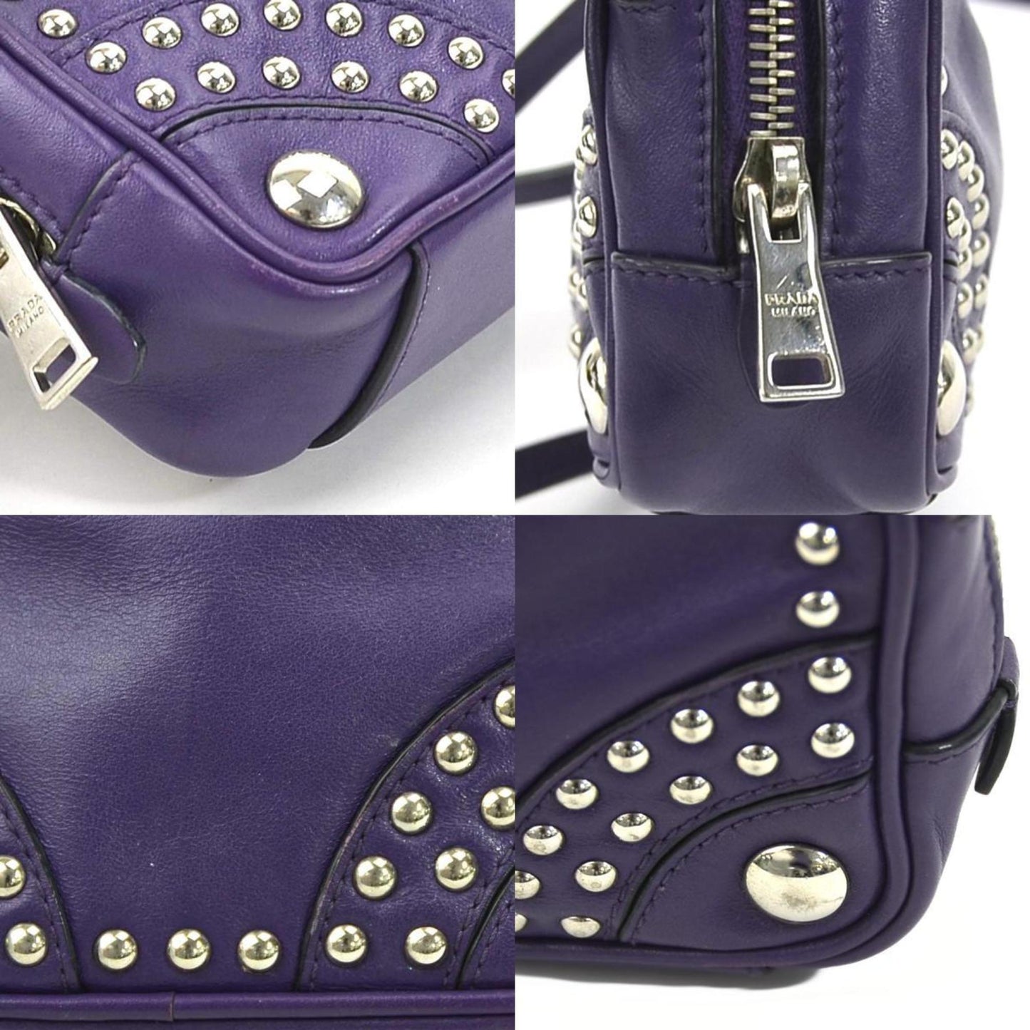 PRADA Crossbody Shoulder Bag Leather Purple Ladies