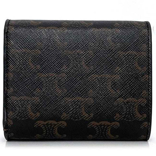 Celine Trifold Wallet Black Beige Gold Triomphe 10D782CQH.04LU PVC Leather GP  Flap Women's