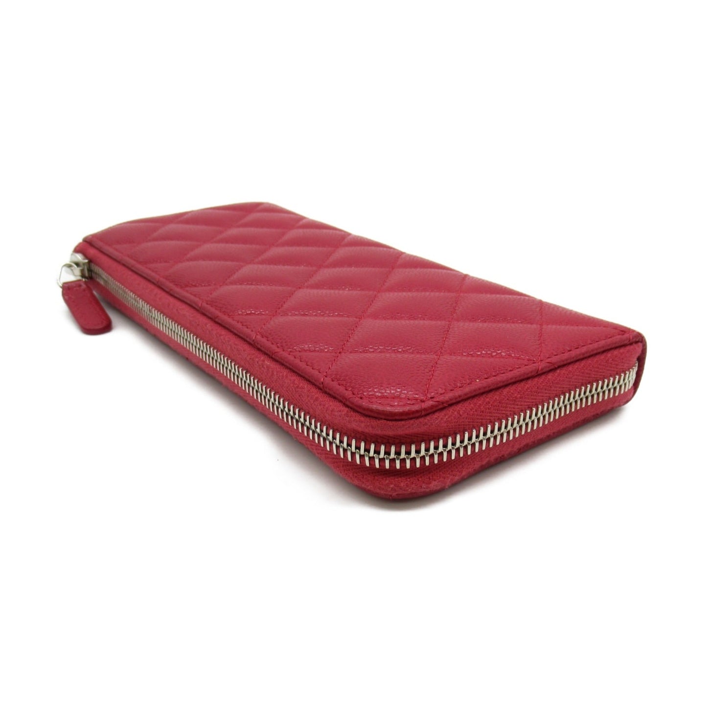 CHANEL L-shaped zipper long wallet Red Calfskin [cowhide] A68778