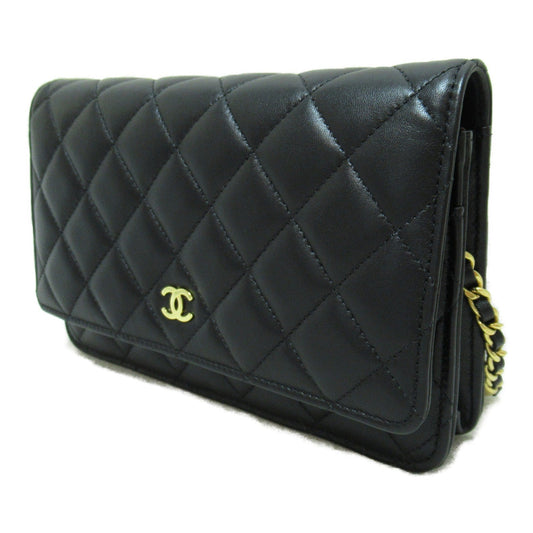 CHANEL Matelasse Chain wallet bag Black Lambskin [sheep leather]