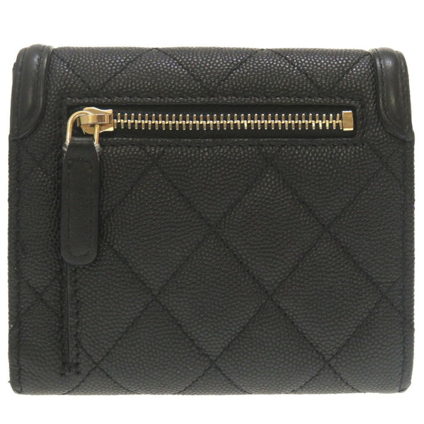 CHANEL CC Filigree Matelasse Caviar Skin Black 28th Series AP0375 Trifold Wallet Cocomark