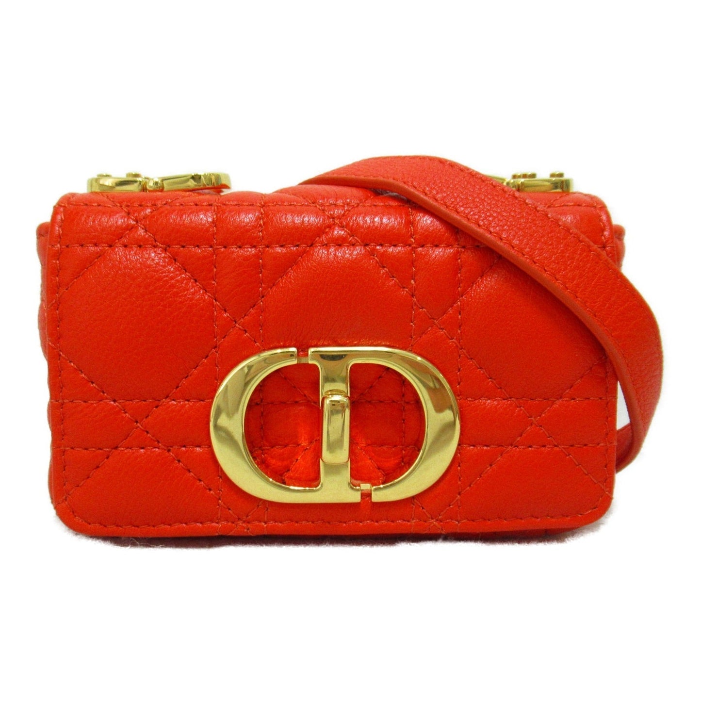 Dior card micro bag Orange leather S2022UWHC37O