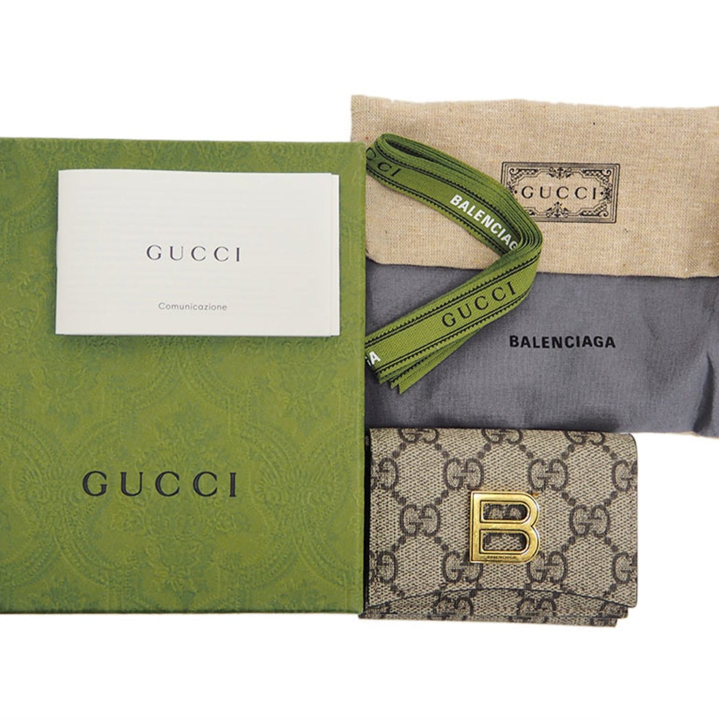 Gucci x BALENCIAGA Hacker Project Mini 681700 Trifold Wallet Collaboration Women's Men's GG Supreme Balenciaga