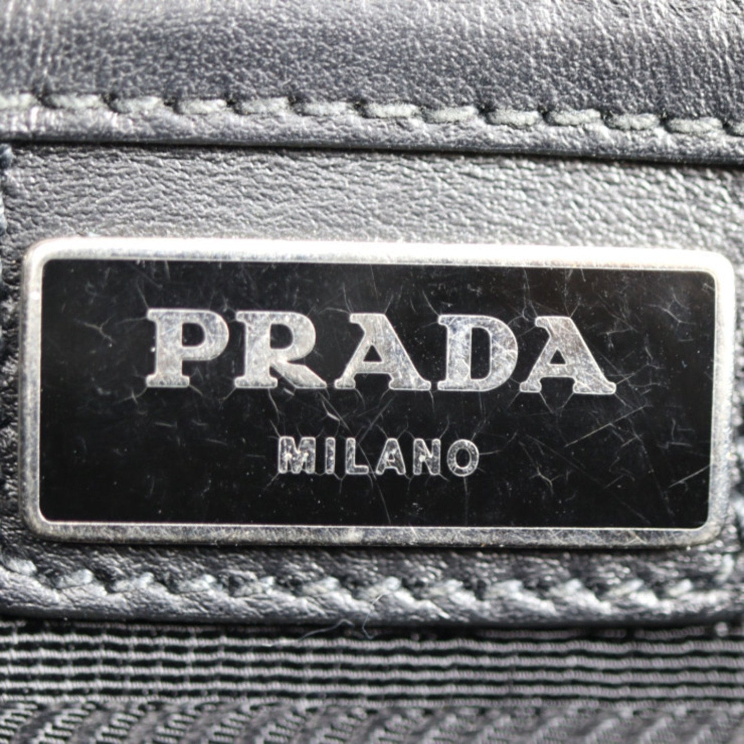 PRADA second bag 2VF056 Saffiano leather BALTICO navy silver hardware wristlet clutch