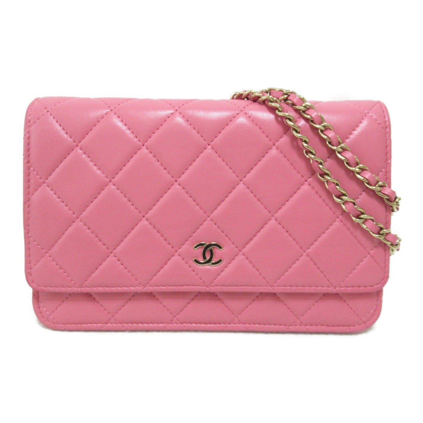 CHANEL Chain wallet Pink Lambskin [sheep leather]