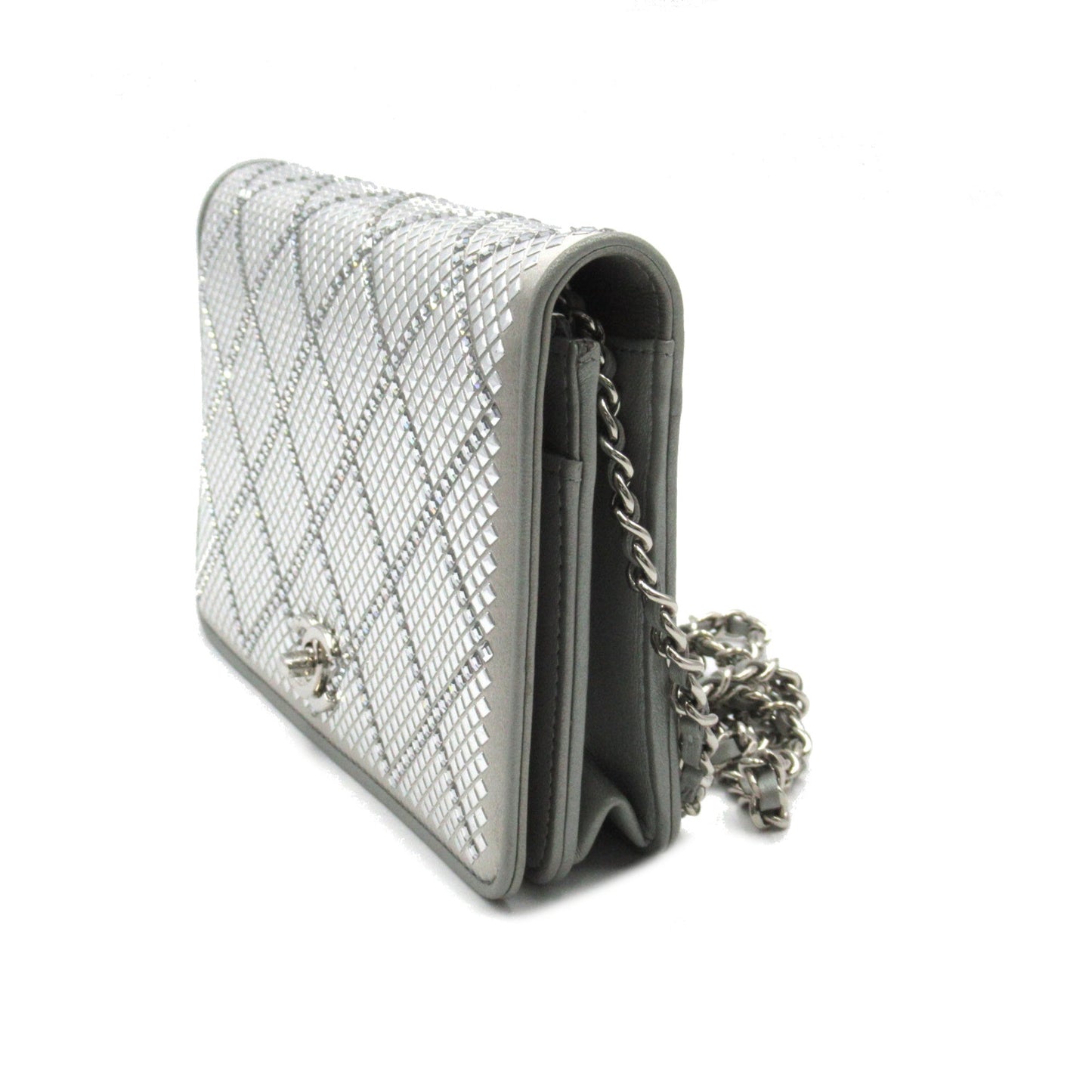 CHANEL Matelasse Chain wallet Silver Lambskin [sheep leather] Strath AP2853