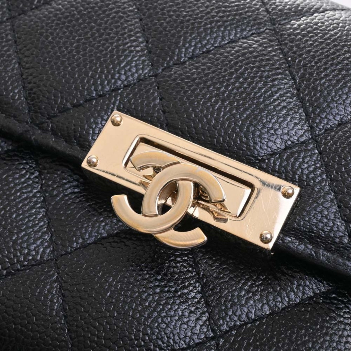 CHANEL Caviar Skin Matelasse Coco Rock Bifold Long Wallet Black Ladies