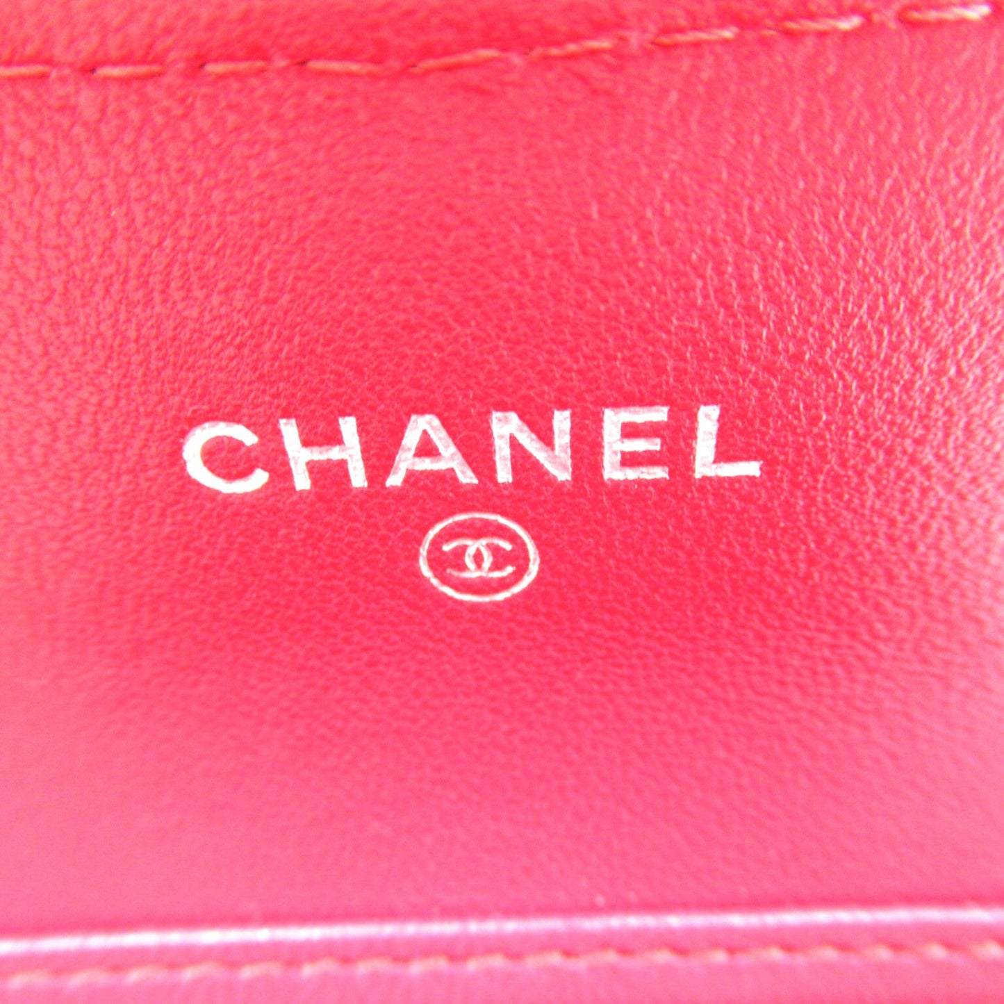 CHANEL Mini Chain Wallet Red Lambskin [sheep leather]