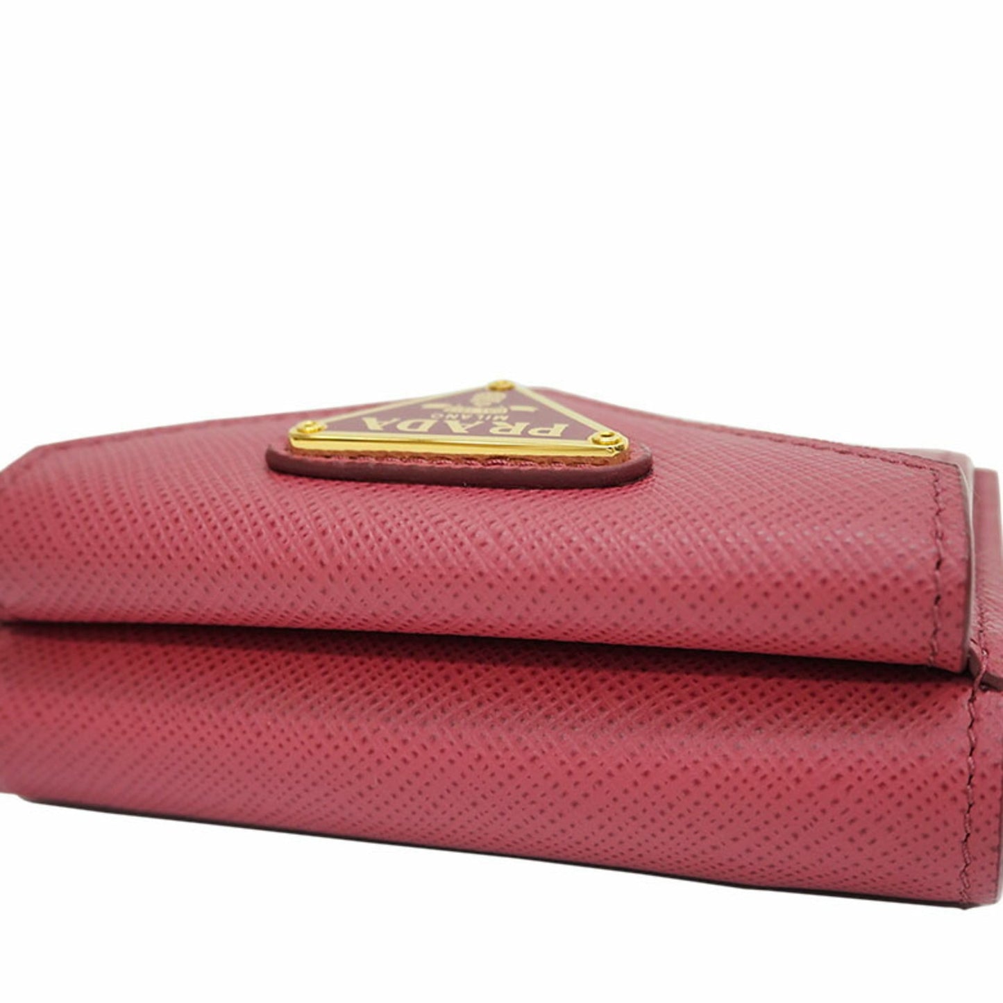 Prada 1MH021 Saffiano compact wallet pink tri-fold ladies mini