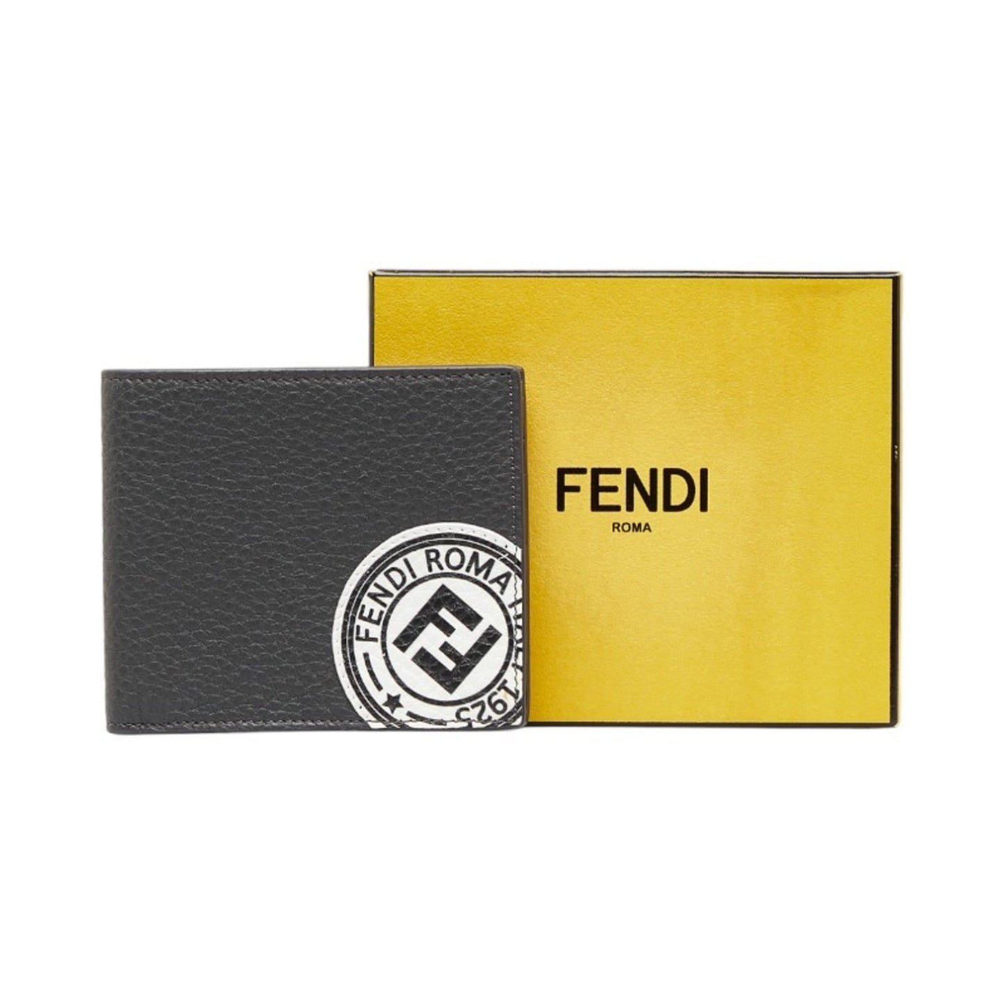 FENDI FF Stamp Bifold Wallet 7M0169 Gray Leather Men's