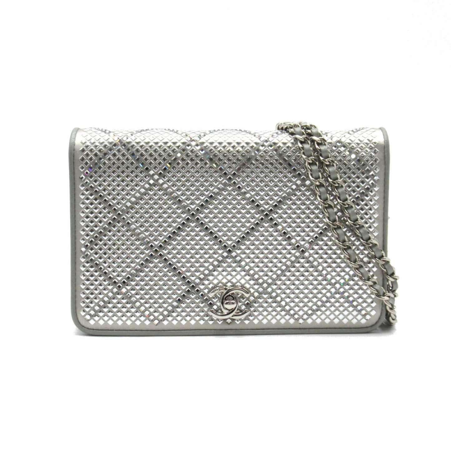 CHANEL Matelasse Chain wallet Silver Lambskin [sheep leather] Strath AP2853