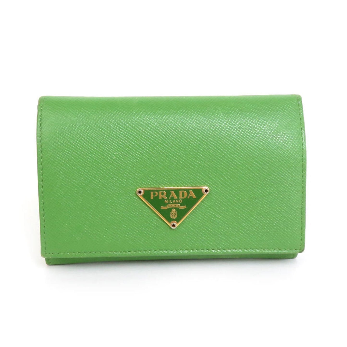 PRADA coin case leather light green unisex