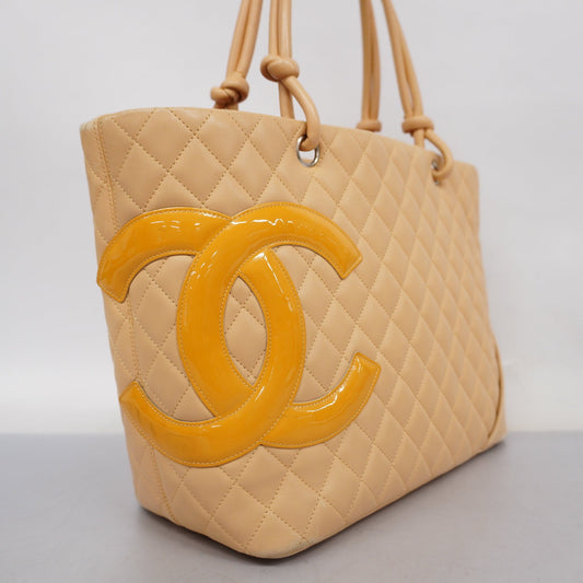 CHANEL  Ligne Cambon Tote Bag Lambskin Women's Tote Bag Beige