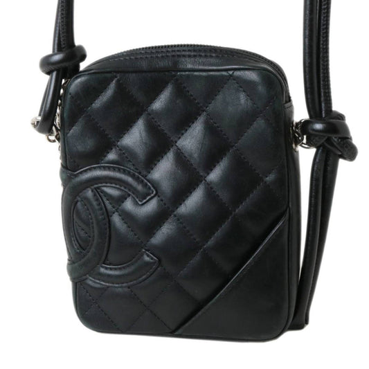 CHANEL Shoulder Pouch Matrasse Cambon Line Black