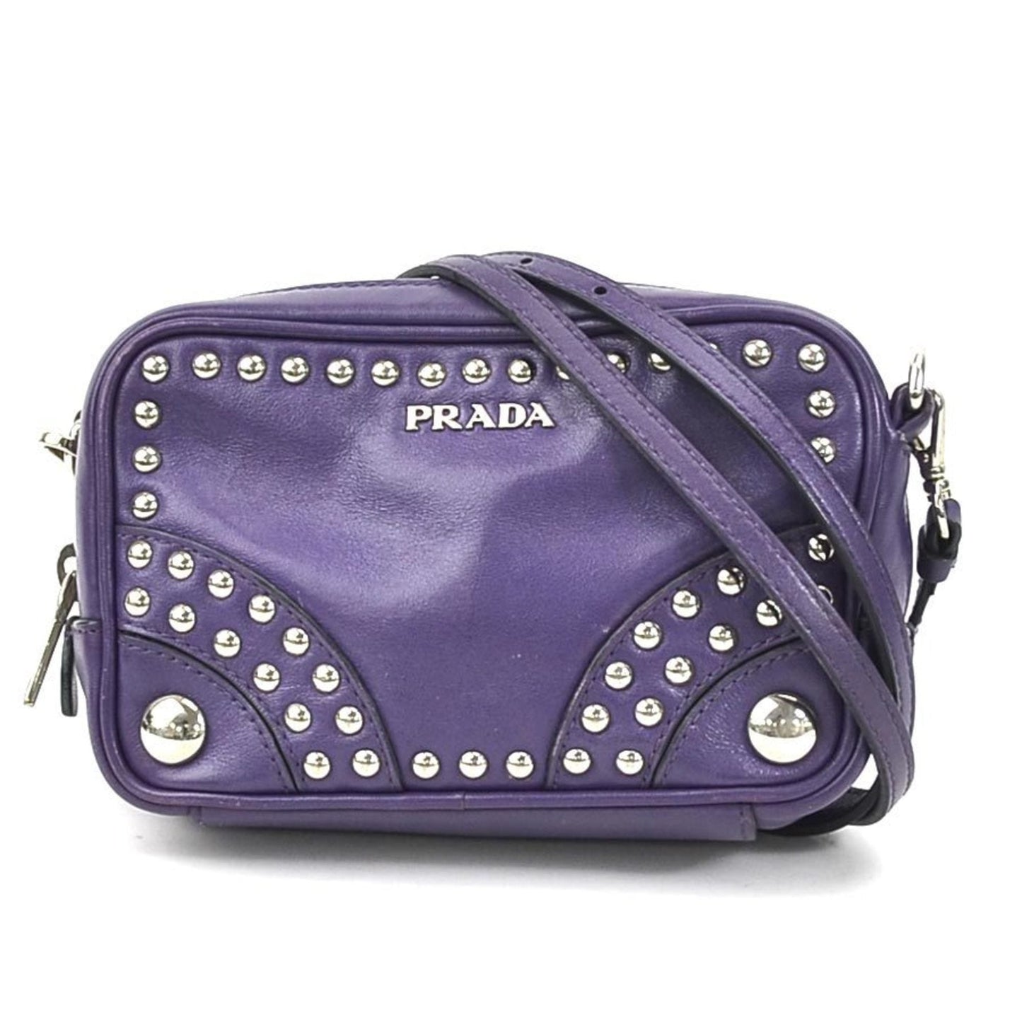 PRADA Crossbody Shoulder Bag Leather Purple Ladies