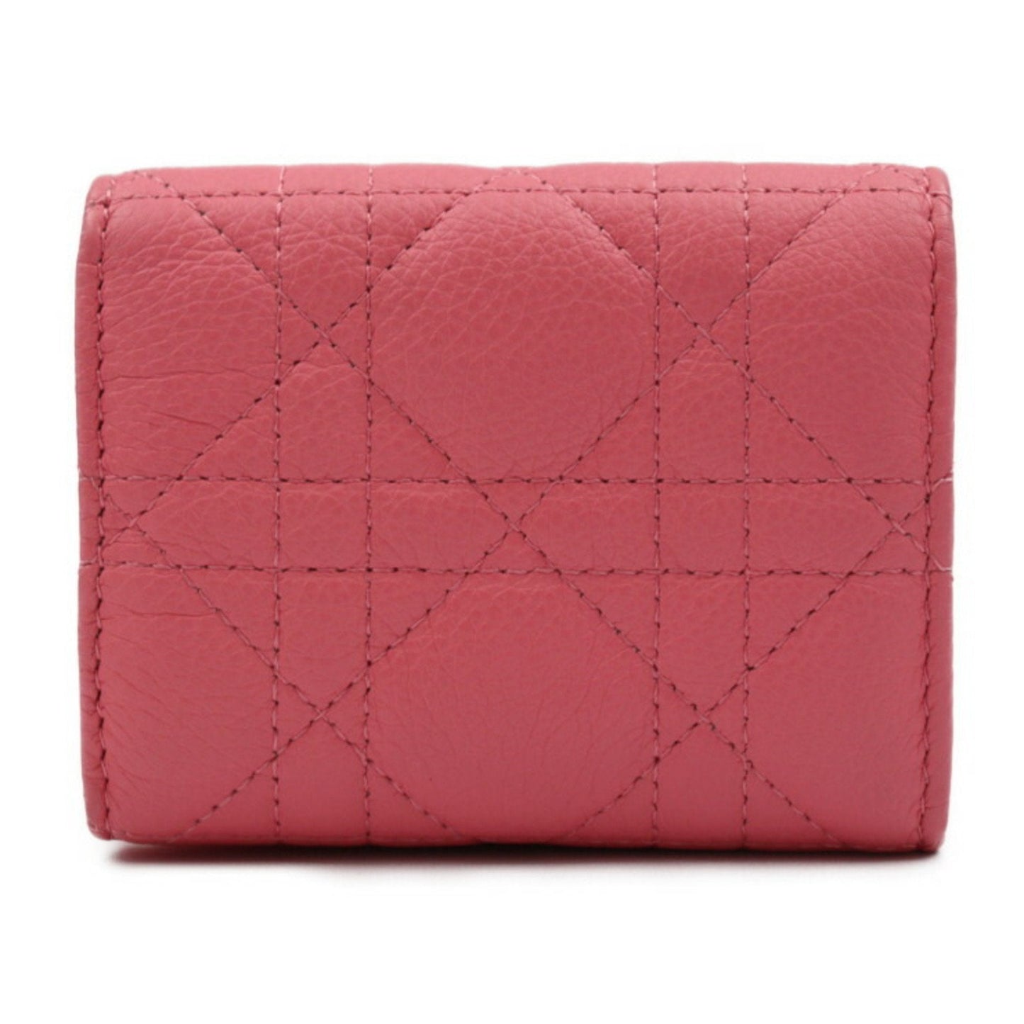 CHRISTIAN DIOR Caro Canage Trifold Wallet S5030UWHC Lambskin Yarrow Pink W Hook Japan Limited Color CD Logo