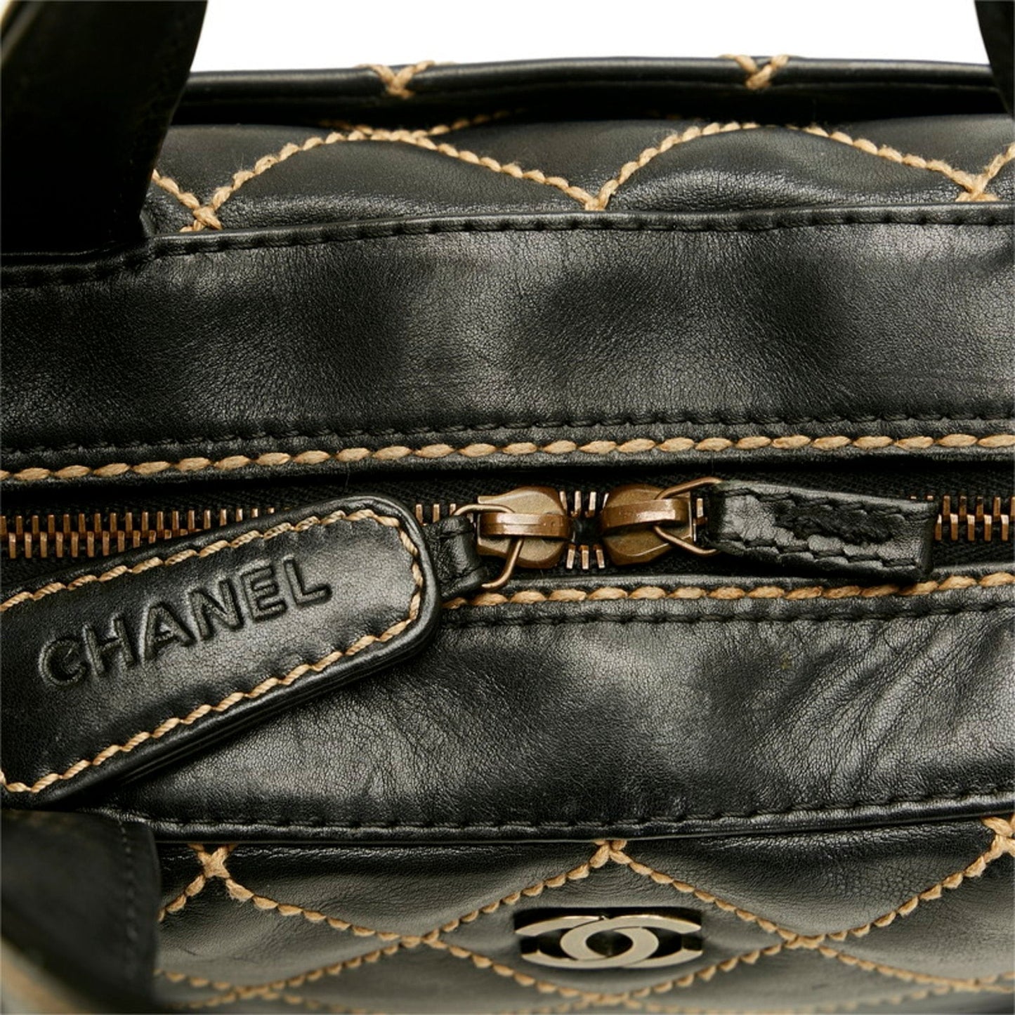 Chanel wild stitch handbag black leather ladies CHANEL