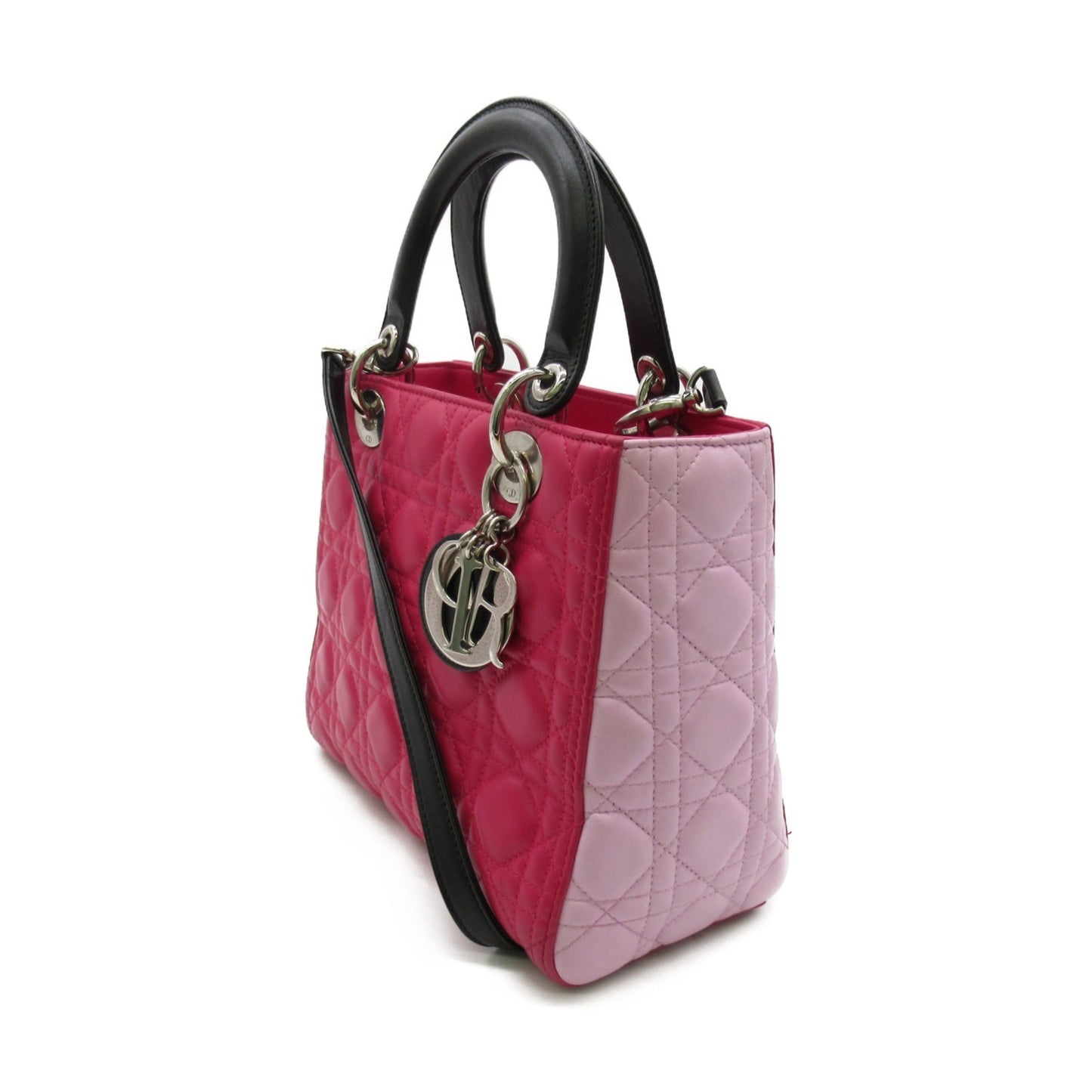 Dior Lady dior tote Pink Black Lambskin [sheep leather]