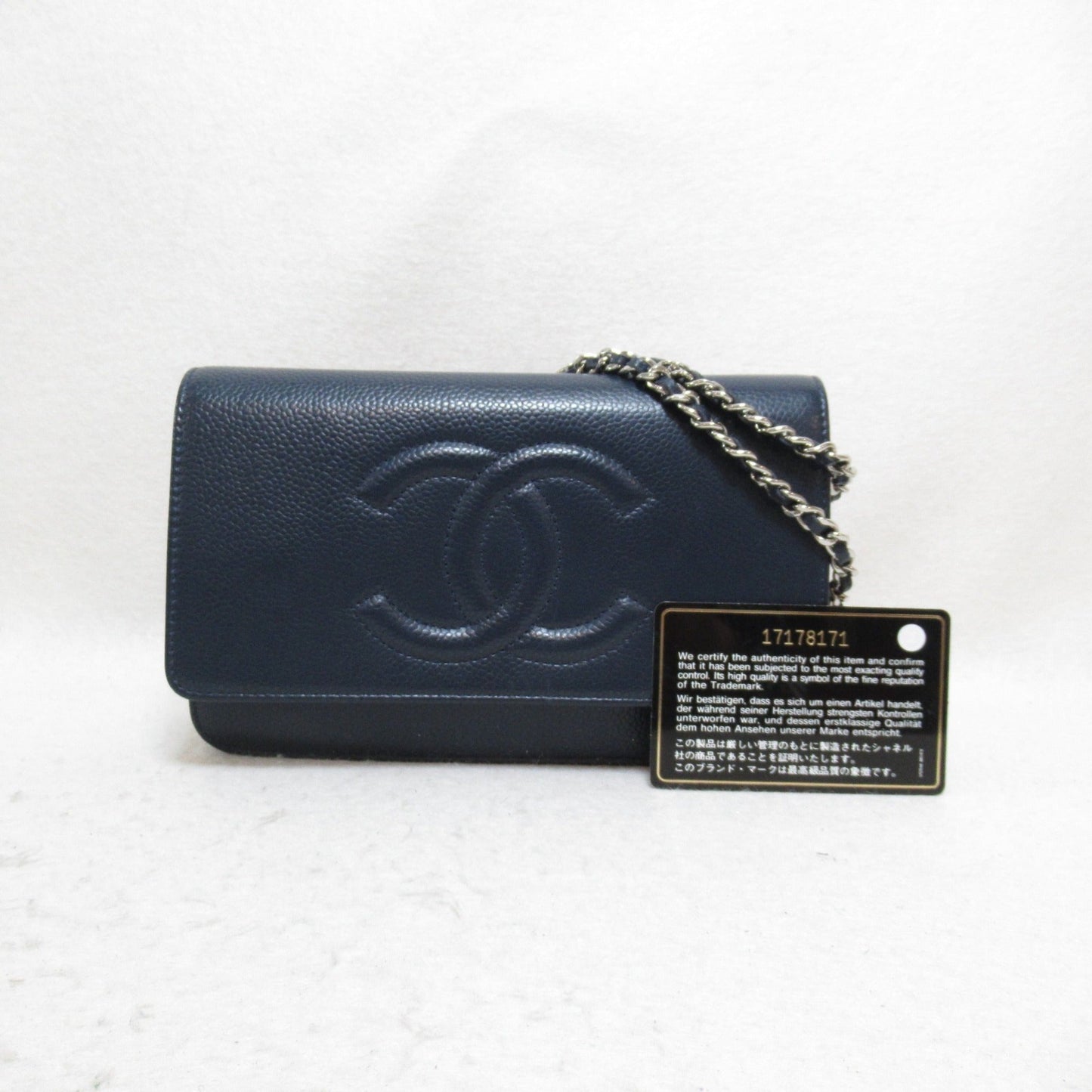 CHANEL Chain wallet Shoulder Bag Navy Caviar Skin [Grained Calf]