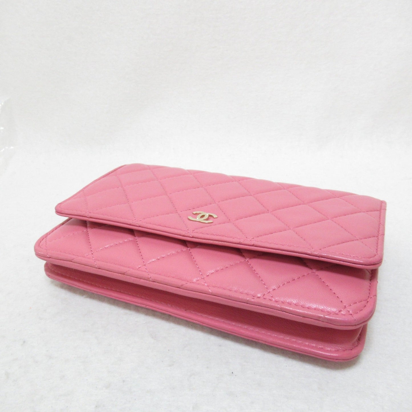 CHANEL Chain wallet Pink Lambskin [sheep leather]