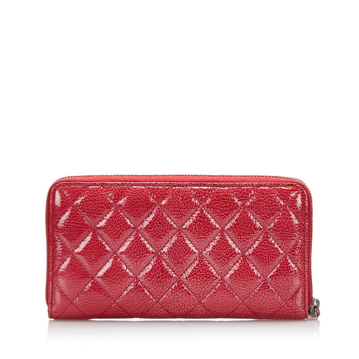 Chanel Matelasse Coco Mark Round Long Wallet Dark Pink Patent Leather Women's CHANEL