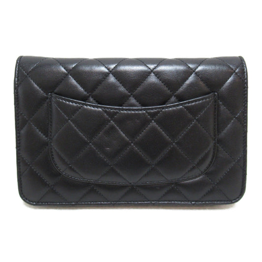 CHANEL Matelasse Chain Wallet Black Lambskin [sheep leather]