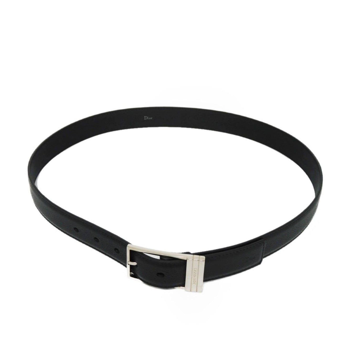 DIOR HOMME Belt DIOR Signature 3mm 90 Grained Calf Black Silver Logo 4173PLTAB_H00N Men's